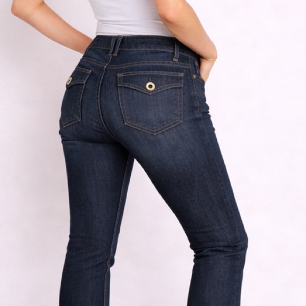 7 For All Mankind Bootcut Jeans Dark Wash Flap Pocket y2k Designer Denim 28x33.5